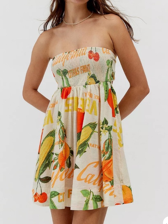 Urban Outfitters Dresses & Skirts - Urban Outfitters Cream Mini Sundress with Fruit Print
